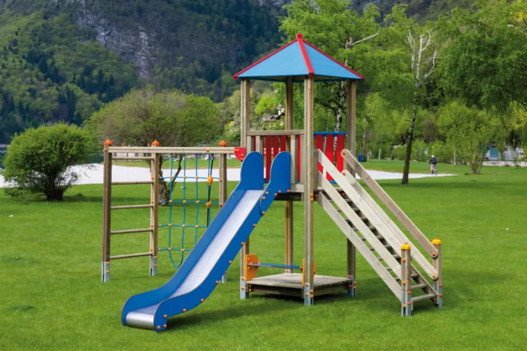 Spielturm DIN EN 1176 �MAX HOLZ Kletterturm 144 mit Rutsche, Kletteranbau�